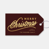 Moderne Gold Script Merry Weihnachten Geschenkanhänger (Vorderseite (Horizontal))