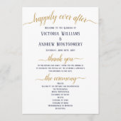 Moderne Gold Script-Minimal-Hochzeitsfeier Programm (Vorderseite)