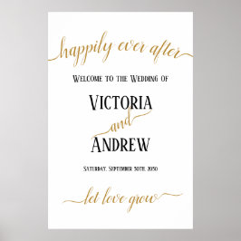 Moderne Gold Script Minimal Wedding Poster