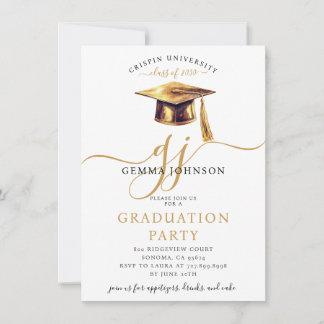 Moderne Gold Script Minimalistisch Graduation Part Einladung
