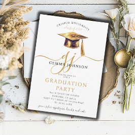 Moderne Gold Script Minimalistisch Graduation Part Einladung