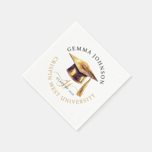Moderne Gold Script Minimalistisch Graduation Part Serviette