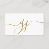 Moderne Gold Script Monogram Initials Haarstil Visitenkarte (Vorderseite)