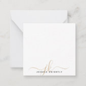 Moderne Gold Script Monogram Initials Minimal Note Mitteilungskarte (Vorderseite)