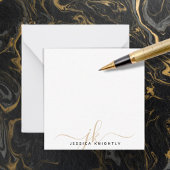 Moderne Gold Script Monogram Initials Minimal Note Mitteilungskarte