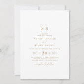 Moderne Gold Script Monogram Wedding Einladung (Vorderseite)