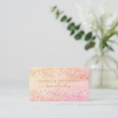 Moderne Gold Script Rainbow Glitzern Visitenkarte (Stehend Vorderseite)