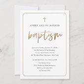 Moderne Gold Script religiöse Taufe Einladung (Vorderseite)