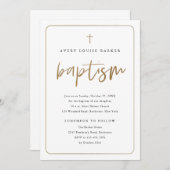 Moderne Gold Script religiöse Taufe Einladung (Vorne/Hinten)
