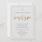 Moderne Gold Script religiöse Taufe Einladung (Vorderseite)
