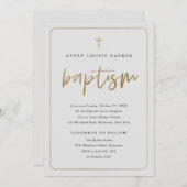 Moderne Gold Script religiöse Taufe Einladung (Vorne/Hinten)