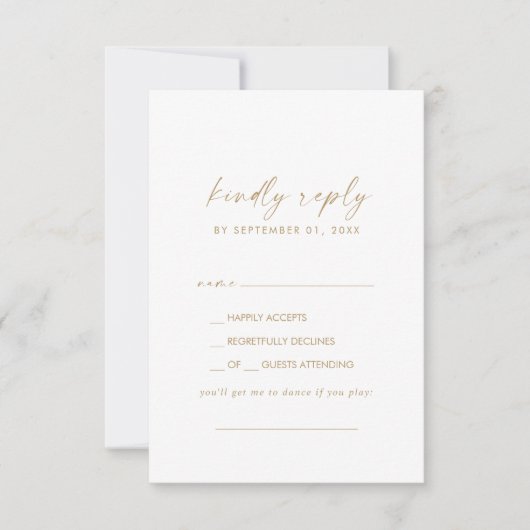 Moderne Gold Script Song Request RSVP Card (Vorderseite)