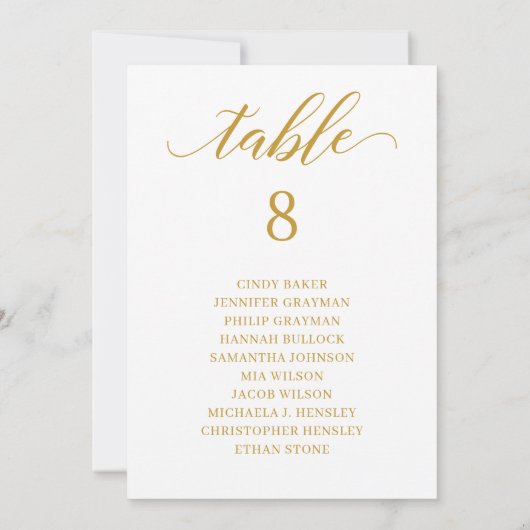 Moderne Gold Script Tischnummer Seekarte (Rückseite)