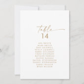 Moderne Gold Script Tischnummer Seekarte (Vorderseite)