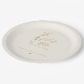 Moderne Gold Script Typografy Wedding Pappteller (Schrägansicht)