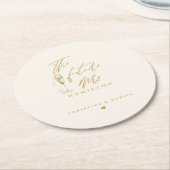 Moderne Gold Script Typografy Wedding Runder Pappuntersetzer (Angewinkelt)