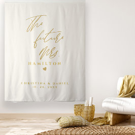 Moderne Gold Script Typografy Wedding Wandteppich