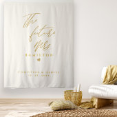 Moderne Gold Script Typografy Wedding Wandteppich