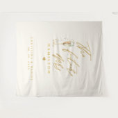 Moderne Gold Script Typografy Wedding Wandteppich (Vorderseite (Horizontal))