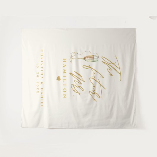 Moderne Gold Script Typografy Wedding Wandteppich (Vorderseite (Horizontal))