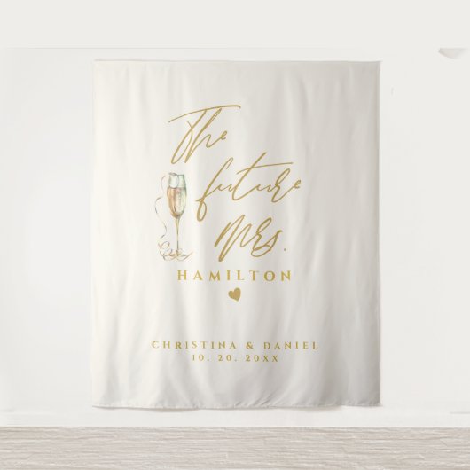 Moderne Gold Script Typografy Wedding Wandteppich (Vorderseite)