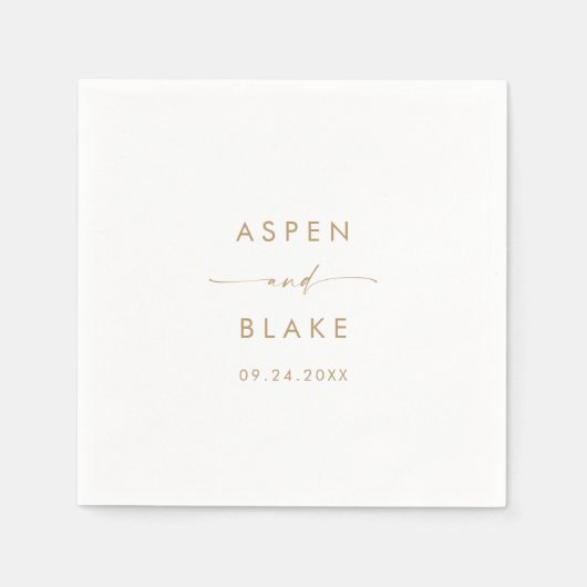 Moderne Gold Script Wedding Napkins Serviette (Vorderseite)