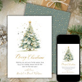 Moderne Gold Script Weihnachtsbaumkarten außerhalb Feiertagskarte