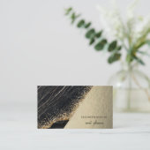 Moderne Gold-Sequins aus schwarzem Marmor, geometr Visitenkarte (Stehend Vorderseite)
