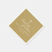 Moderne Gold Signature Script Erste Heilige Kommun Serviette (Ecke)