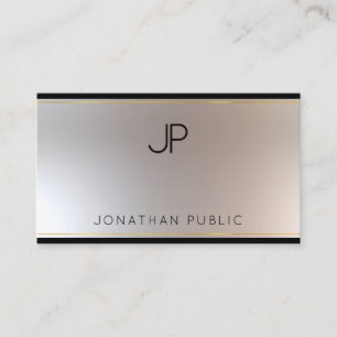 Moderne Gold Silber Elegante Monogramm-Vorlage Visitenkarte