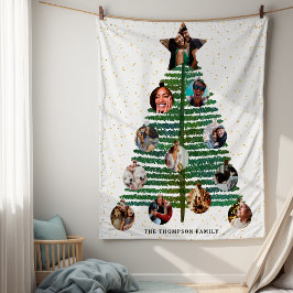 Moderne Gold Stars 12 Foto Collage Family Tree Fleecedecke