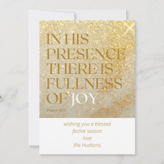 Moderne Gold Staub Psalm Weihnachtsfeiertag Feiertagskarte (Vorderseite)