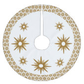 Moderne Gold-Sternexplosion - Gemusterte Grenze de Polyester Weihnachtsbaumdecke (Vorderseite)