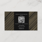 Moderne Gold Streifen Qr und Logo Visitenkarte (Rückseite)