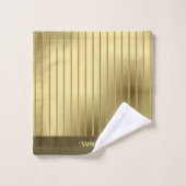 Moderne Gold Streifen und Gold Hintergrundname Badhandtuch Set (Waschlappen)