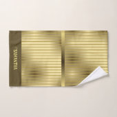 Moderne Gold Streifen und Gold Hintergrundname Badhandtuch Set (Handtuch)