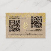 Moderne Gold Tan & Black Calligrafy Add 2 QR Codes Visitenkarte (Rückseite)