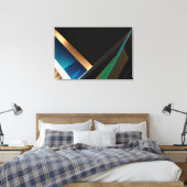 Moderne Gold-Teal-Abstrakte 3D-Geometrie Leinwanddruck (Insitu (Schlafzimmer))