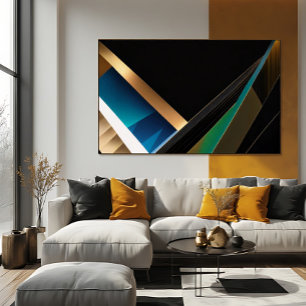 Moderne Gold-Teal-Abstrakte 3D-Geometrie Poster