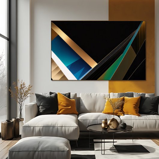 Moderne Gold-Teal-Abstrakte 3D-Geometrie Poster