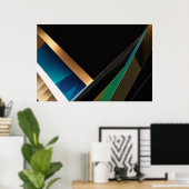 Moderne Gold-Teal-Abstrakte 3D-Geometrie Poster (Heimbüro)