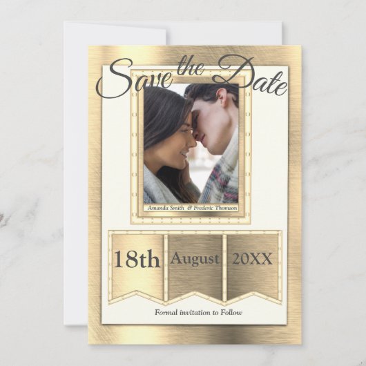 Moderne Gold Textur Save The Date (Vorderseite)