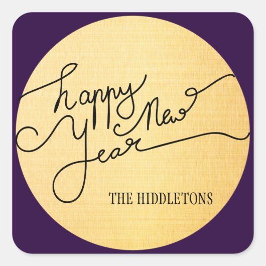 Moderne Gold Texture Muster glücklich Neujahrsschr Quadratischer Aufkleber (Vorderseite)