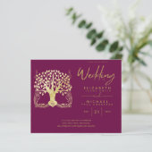 Moderne Gold Tree of Life Budget Wedding Einladung (Stehend Vorderseite)