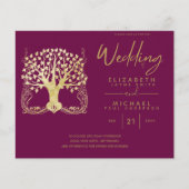 Moderne Gold Tree of Life Budget Wedding Einladung (Vorderseite)