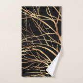 Moderne Gold Tree Silhouette Minimal Black Design Badhandtuch Set (Handtuch)