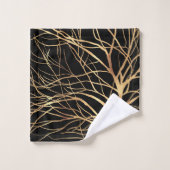 Moderne Gold Tree Silhouette Minimal Black Design Badhandtuch Set (Waschlappen)
