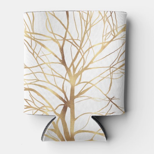 Moderne Gold Tree Silhouette Minimales Weißdesign Dosenkühler (Vorderseite)