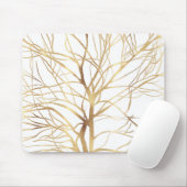 Moderne Gold Tree Silhouette Minimales Weißdesign Mousepad (Mit Mouse)