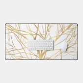 Moderne Gold Tree Silhouette Minimales Weißdesign Schreibtischunterlage (Tastatur & Maus)